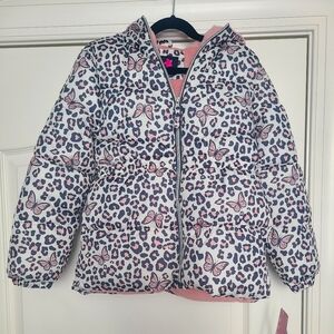 Pink Platinum Big Girls Butterfly-Animal Print Hooded Puffer Jacket